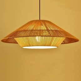 Lampada a sospensione in corda di canapa Lampada da soffitto intrecciata a mano