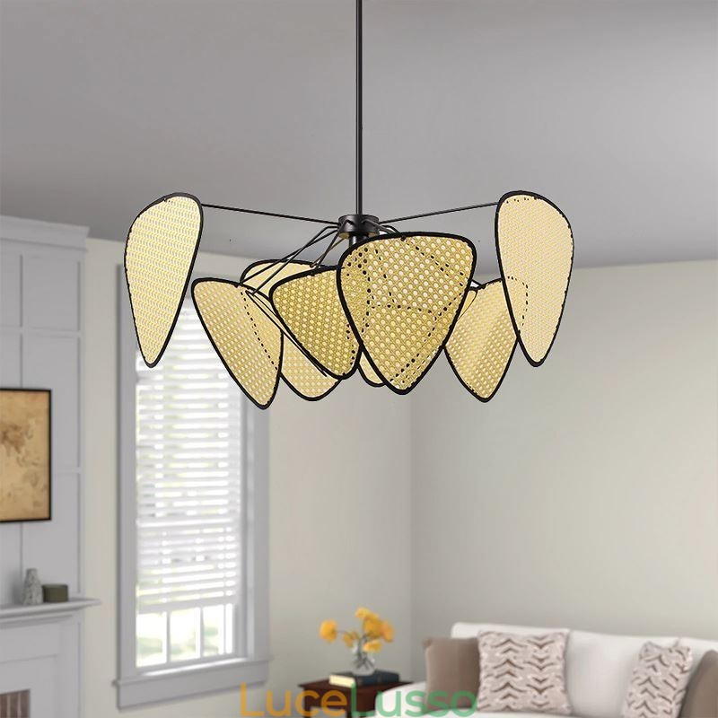 Lampada a sospensione naturale semplice intrecciata a mano