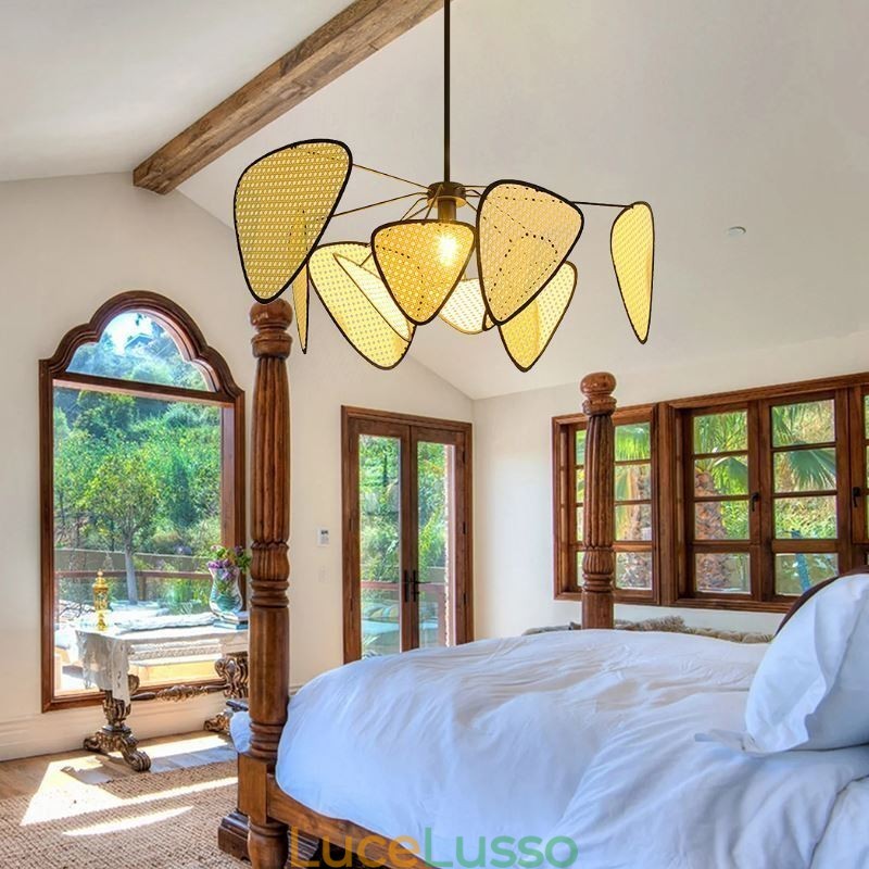 Lampada a sospensione naturale semplice intrecciata a mano