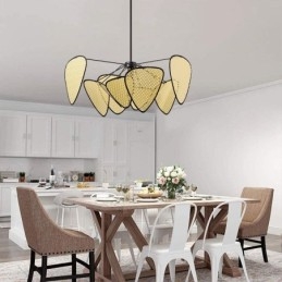 Lampada a sospensione naturale semplice intrecciata a mano