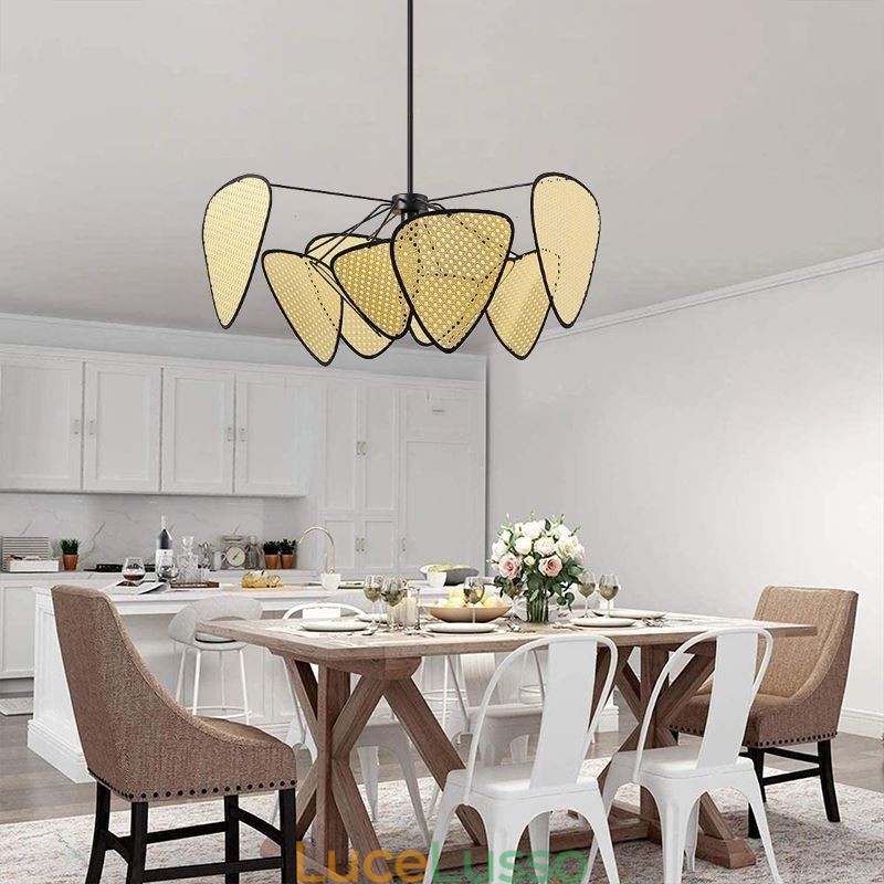 Lampada a sospensione naturale semplice intrecciata a mano