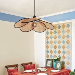 Lampada a sospensione naturale semplice intrecciata a mano