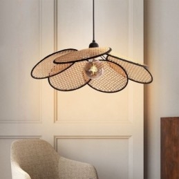 Lampada a sospensione naturale semplice intrecciata a mano
