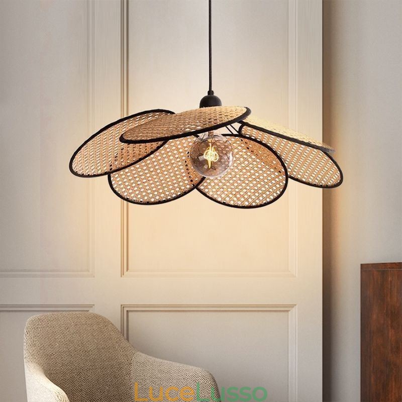 Lampada a sospensione naturale semplice intrecciata a mano