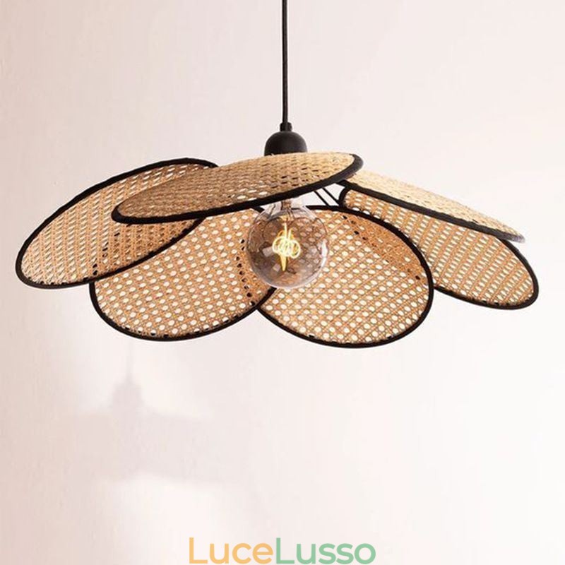 Lampada a sospensione naturale semplice intrecciata a mano