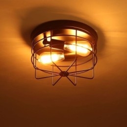 Lampada da soffitto in gabbia di metallo industriale, lampada da soffitto rustica a filo