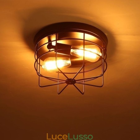 Lampada da soffitto in gabbia di metallo industriale, lampada da soffitto rustica a filo Lampada da soffitto in gabbia di metallo industriale, lampada da soffitto rustica a filo