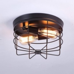 Lampada da soffitto in gabbia di metallo industriale, lampada da soffitto rustica a filo