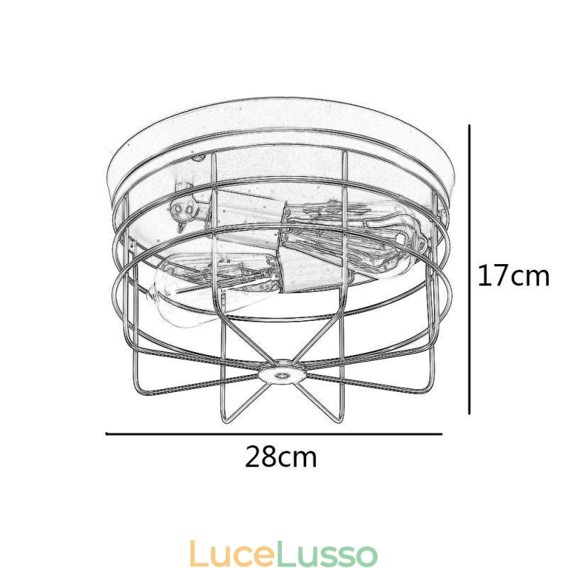 Lampada da soffitto in gabbia di metallo industriale, lampada da soffitto rustica a filo