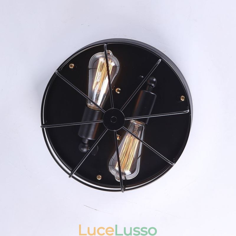 Lampada da soffitto in gabbia di metallo industriale, lampada da soffitto rustica a filo