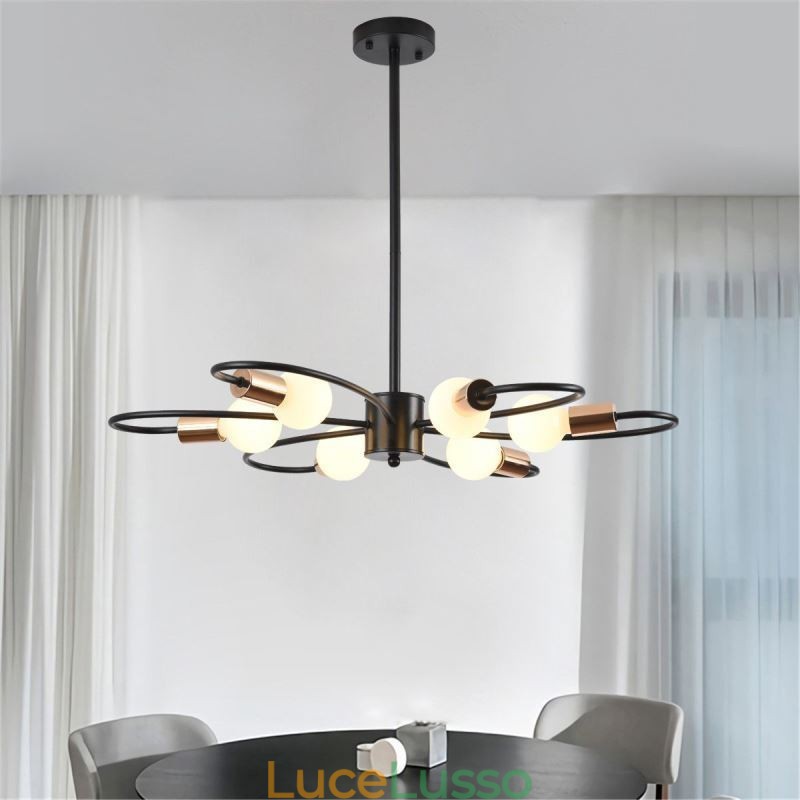 Lampadario rustico a 6 luci, petali classici, lampada a sospensione da soffitto