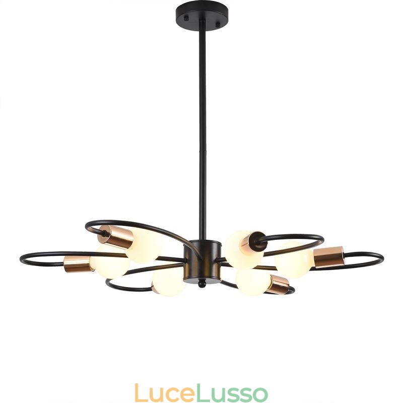 Lampadario rustico a 6 luci, petali classici, lampada a sospensione da soffitto
