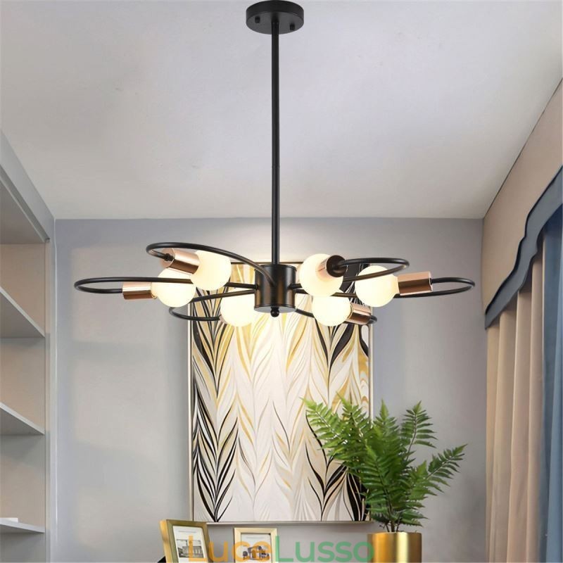 Lampadario rustico a 6 luci, petali classici, lampada a sospensione da soffitto