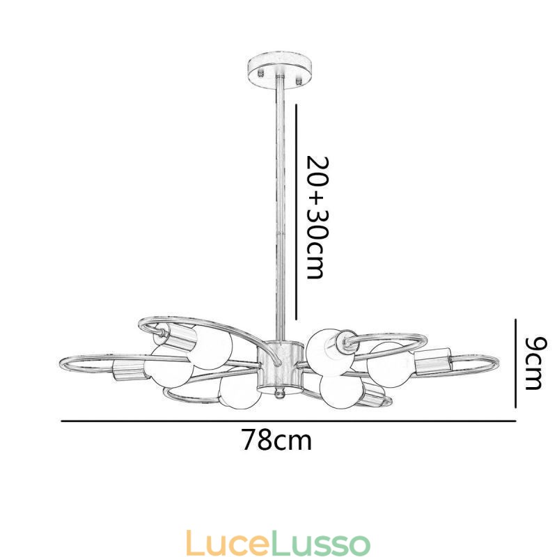Lampadario rustico a 6 luci, petali classici, lampada a sospensione da soffitto