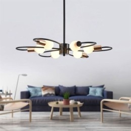 Lampadario rustico a 6 luci, petali classici, lampada a sospensione da soffitto