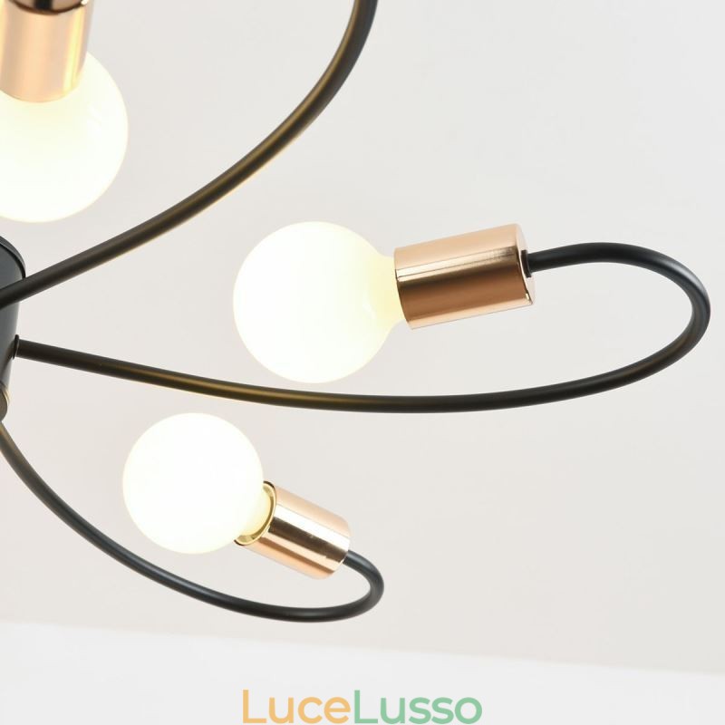 Lampadario rustico a 6 luci, petali classici, lampada a sospensione da soffitto