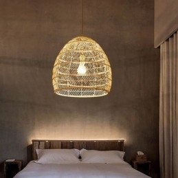 Lampada a sospensione intrecciata a mano in rattan, lampada a sospensione, fattoria