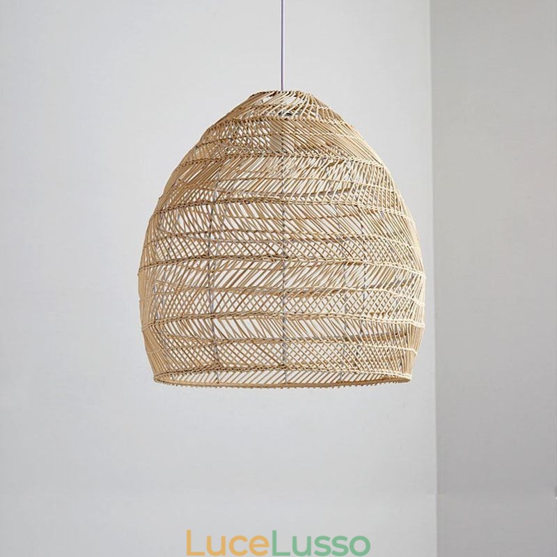 Lampada a sospensione intrecciata a mano in rattan, lampada a sospensione, fattoria