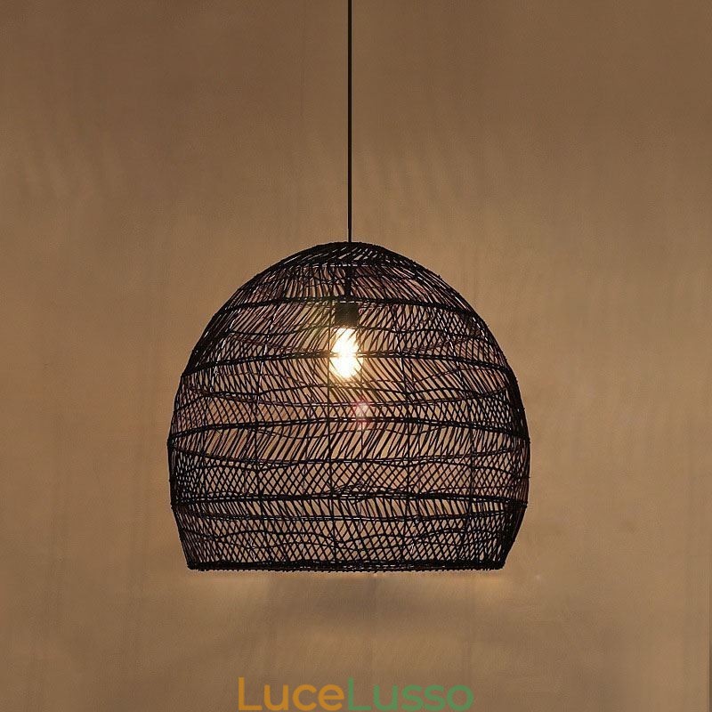 Lampada a sospensione intrecciata a mano in rattan, lampada a sospensione, fattoria