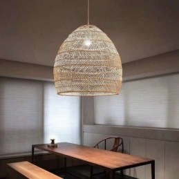 Lampada a sospensione intrecciata a mano in rattan, lampada a sospensione, fattoria