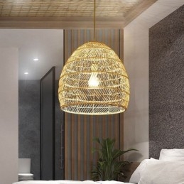 Lampada a sospensione intrecciata a mano in rattan, lampada a sospensione, fattoria