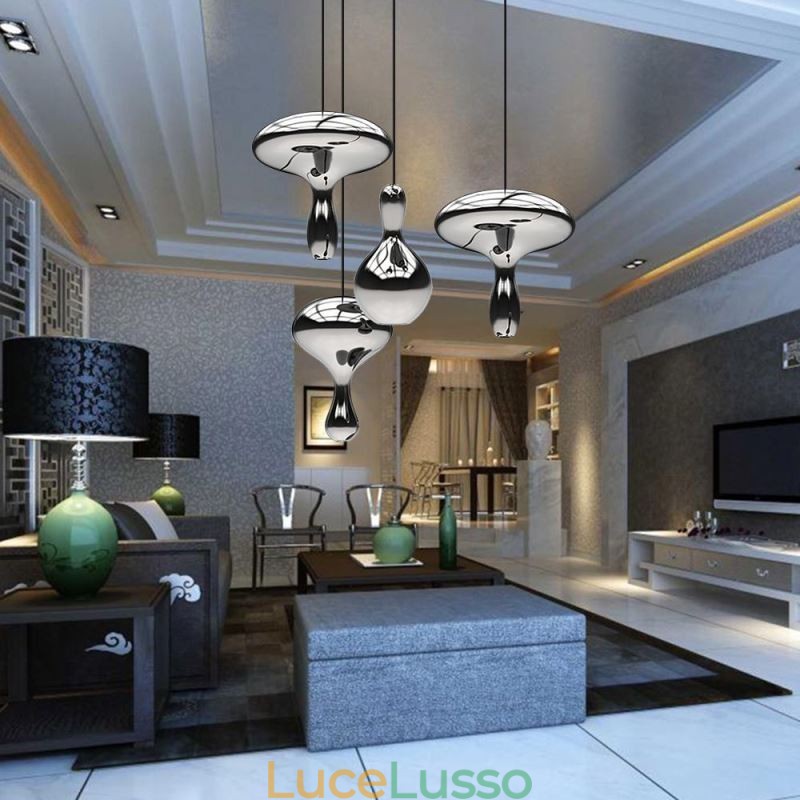 Lampada a sospensione creativa, moderna, semplice, piccola, in vetro elettroplaccato, plafoniera