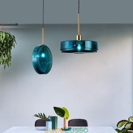 Lampada a sospensione in vetro rotondo, moderna e minimalista, in ferro battuto Lampada a sospensione in vetro rotondo, moderna e minimalista, in ferro battuto