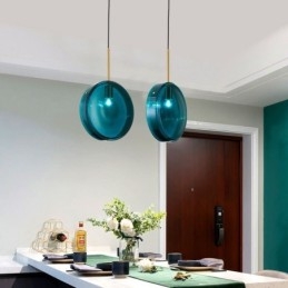 Lampada a sospensione in vetro rotondo, moderna e minimalista, in ferro battuto
