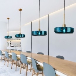 Lampada a sospensione in vetro rotondo, moderna e minimalista, in ferro battuto