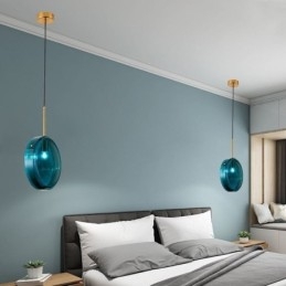 Lampada a sospensione in vetro rotondo, moderna e minimalista, in ferro battuto