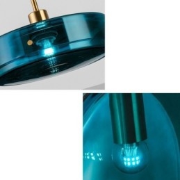 Lampada a sospensione in vetro rotondo, moderna e minimalista, in ferro battuto
