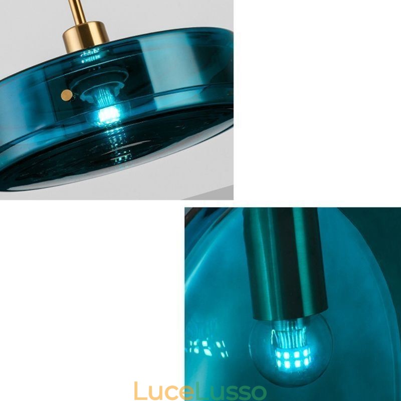 Lampada a sospensione in vetro rotondo, moderna e minimalista, in ferro battuto