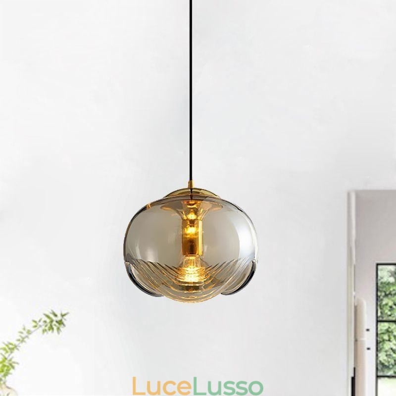 Lampada a sospensione in vetro Stamen Lampada da soffitto moderna e minimalista in ferro battuto