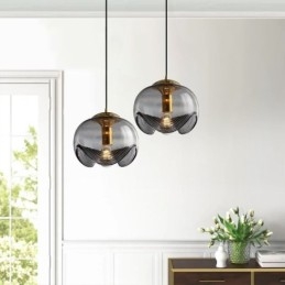 Lampada a sospensione in vetro Stamen Lampada da soffitto moderna e minimalista in ferro battuto
