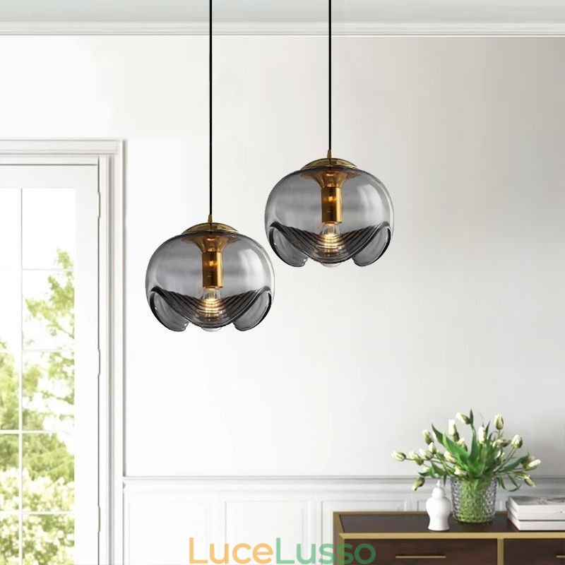 Lampada a sospensione in vetro Stamen Lampada da soffitto moderna e minimalista in ferro battuto