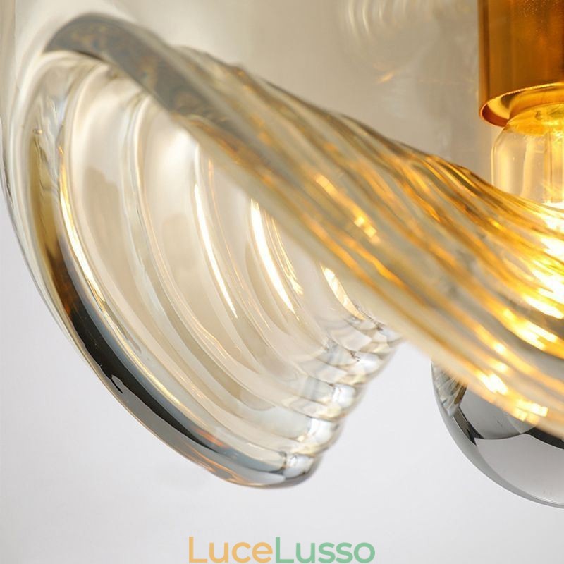 Lampada a sospensione in vetro Stamen Lampada da soffitto moderna e minimalista in ferro battuto