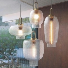 Lampada a sospensione in vetro smerigliato Lampada da soffitto moderna e minimalista in ferro battuto