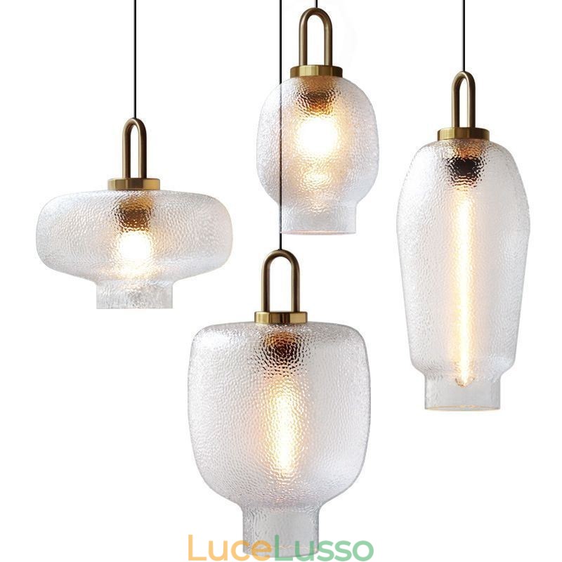 Lampada a sospensione in vetro smerigliato Lampada da soffitto moderna e minimalista in ferro battuto