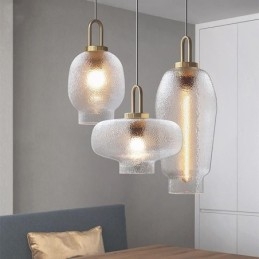 Lampada a sospensione in vetro smerigliato Lampada da soffitto moderna e minimalista in ferro battuto