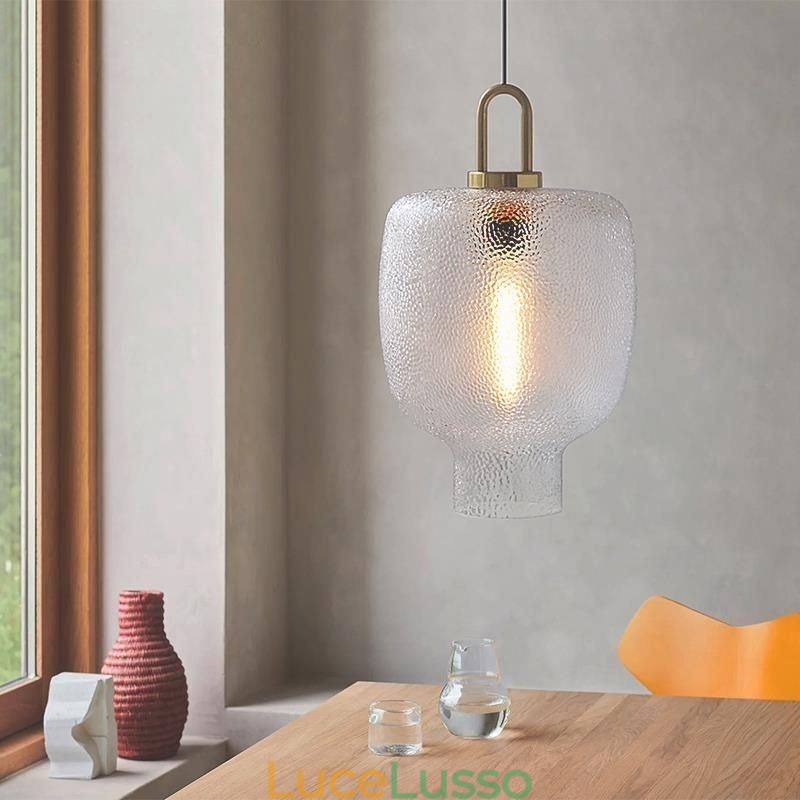 Lampada a sospensione in vetro smerigliato Lampada da soffitto moderna e minimalista in ferro battuto