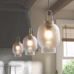 Lampada a sospensione in vetro smerigliato Lampada da soffitto moderna e minimalista in ferro battuto