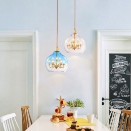 Lampada a sospensione in vetro Lampada da soffitto moderna minimalista in ferro battuto 9 luci