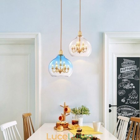 Lampada a sospensione in vetro Lampada da soffitto moderna minimalista in ferro battuto 9 luci Lampada a sospensione in vetro Lampada da soffitto moderna minimalista in ferro battuto 9 luci