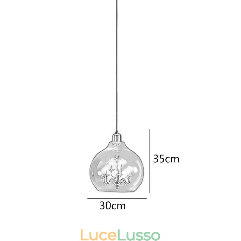 Lampada a sospensione in vetro Lampada da soffitto moderna minimalista in ferro battuto 9 luci