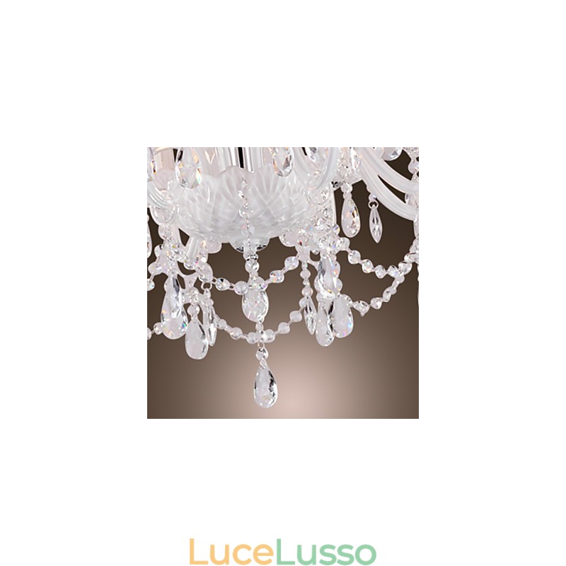 Lampadario Cristallo Bianco Moderno Soggiorno 8 Luci