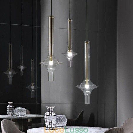 Lampada a sospensione in tubo di vetro, moderna e minimalista, in ferro battuto Lampada a sospensione in tubo di vetro, moderna e minimalista, in ferro battuto