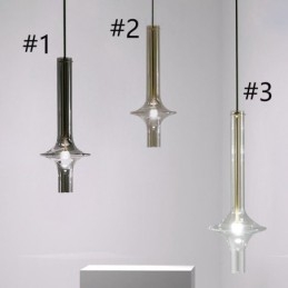 Lampada a sospensione in tubo di vetro, moderna e minimalista, in ferro battuto