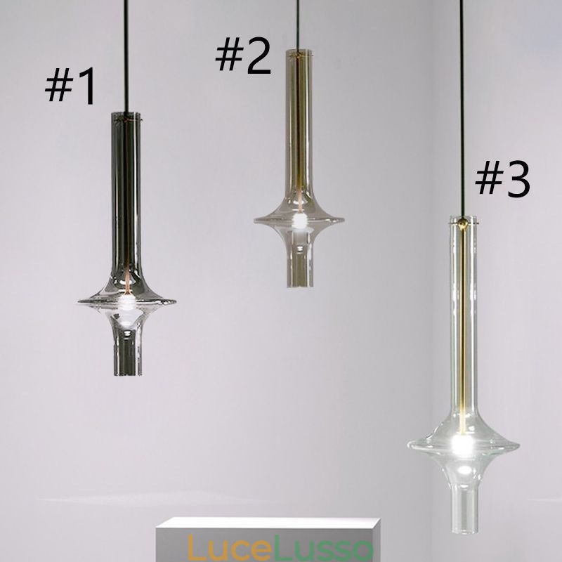 Lampada a sospensione in tubo di vetro, moderna e minimalista, in ferro battuto