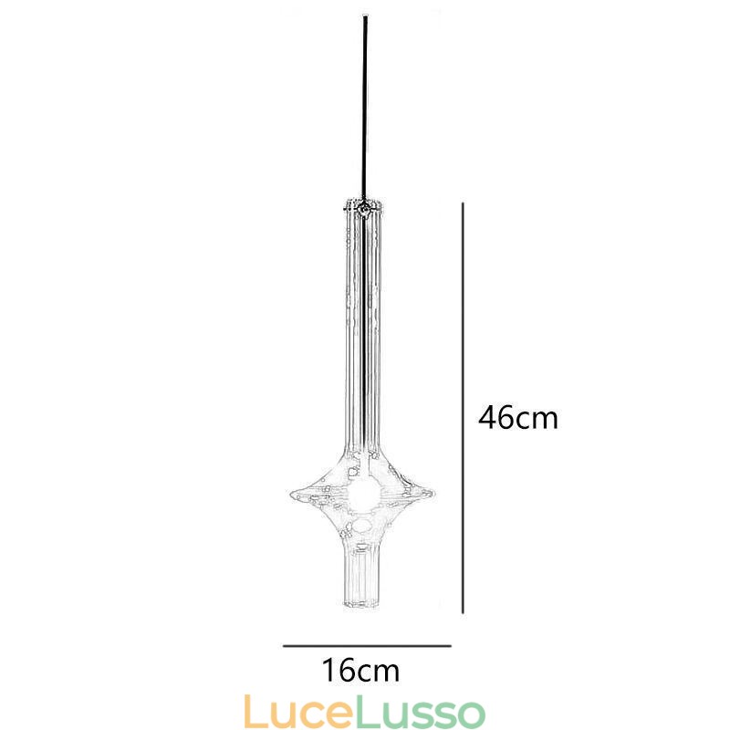 Lampada a sospensione in tubo di vetro, moderna e minimalista, in ferro battuto