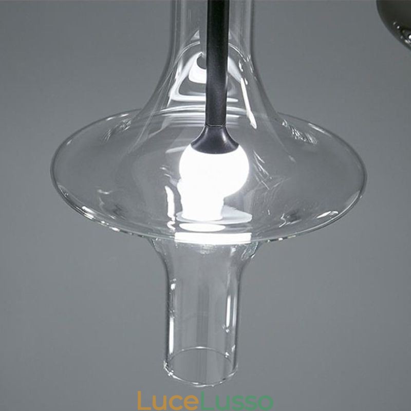 Lampada a sospensione in tubo di vetro, moderna e minimalista, in ferro battuto